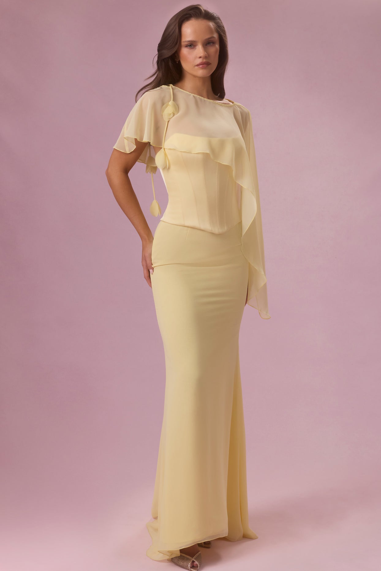 Chiffon Cape in Butter - 5