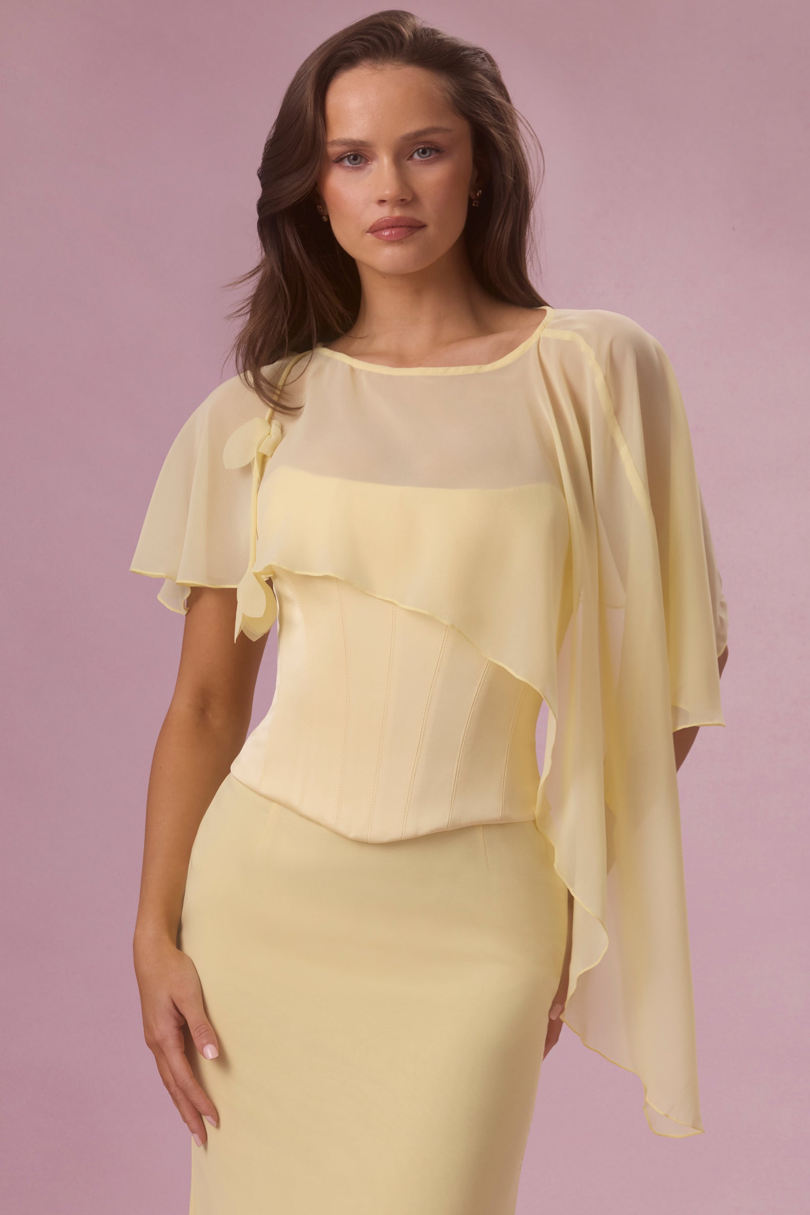 Chiffon Cape in Butter - 1