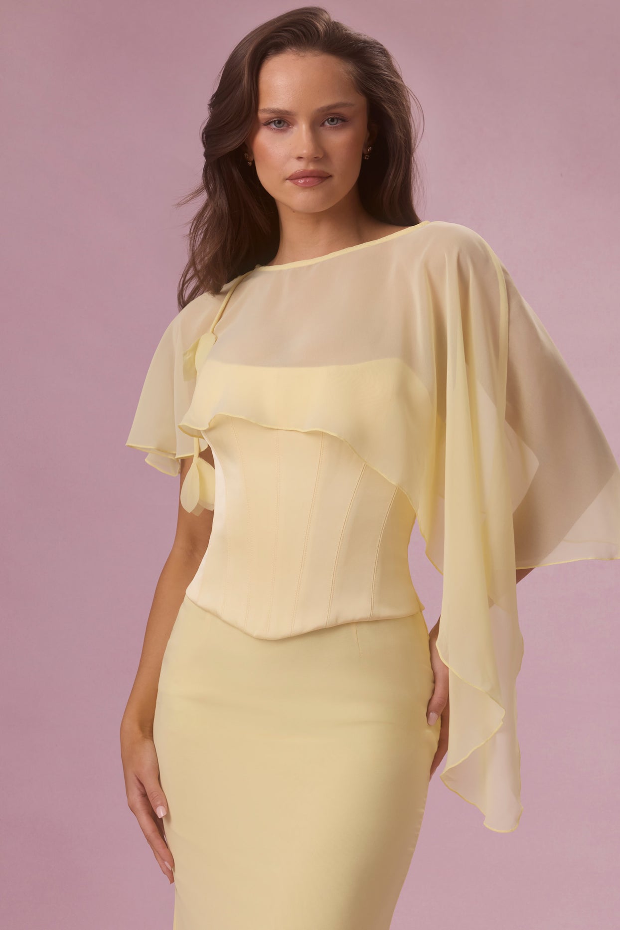 Chiffon Cape in Butter - 4