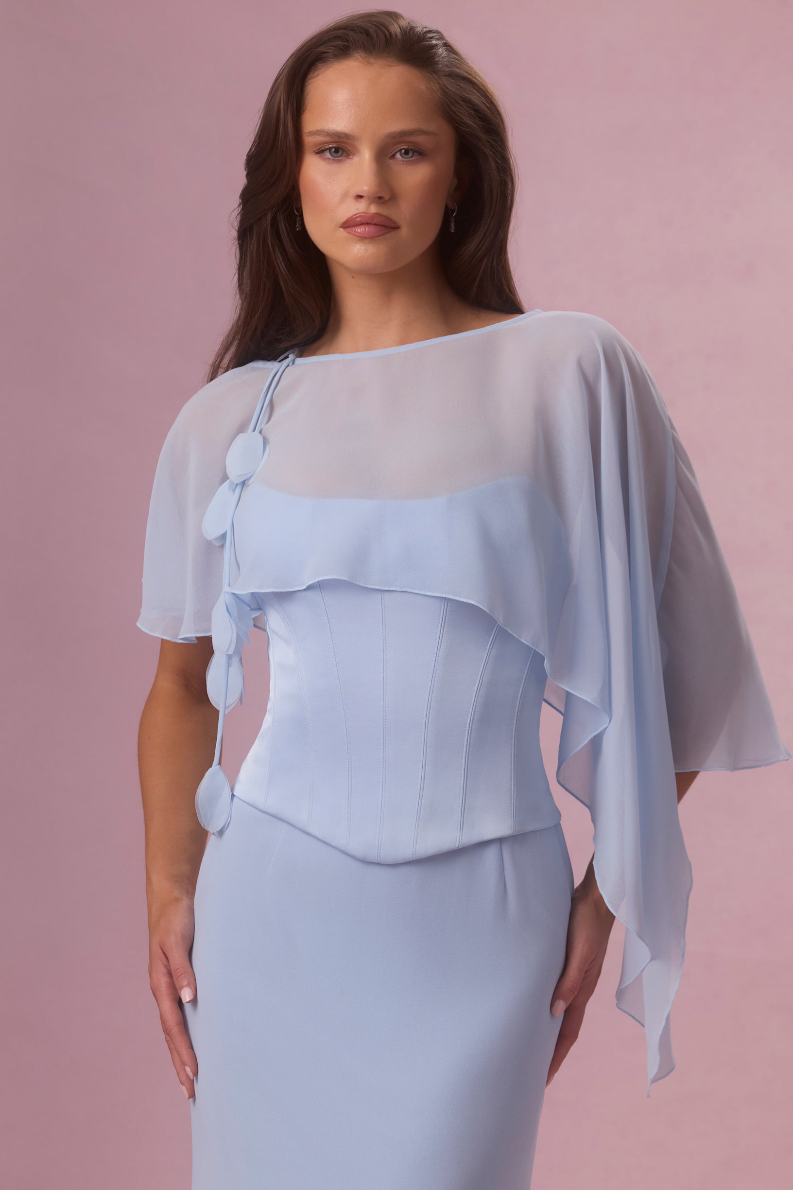Chiffon Cape in Sky Blue - 1