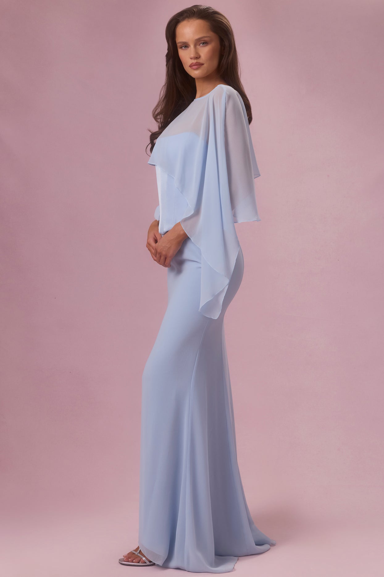 Chiffon Cape in Sky Blue - 6