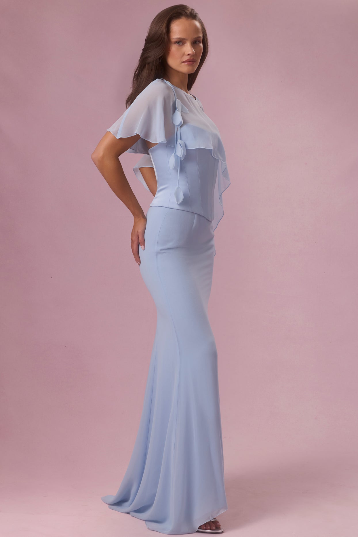 Chiffon Cape in Sky Blue - 5