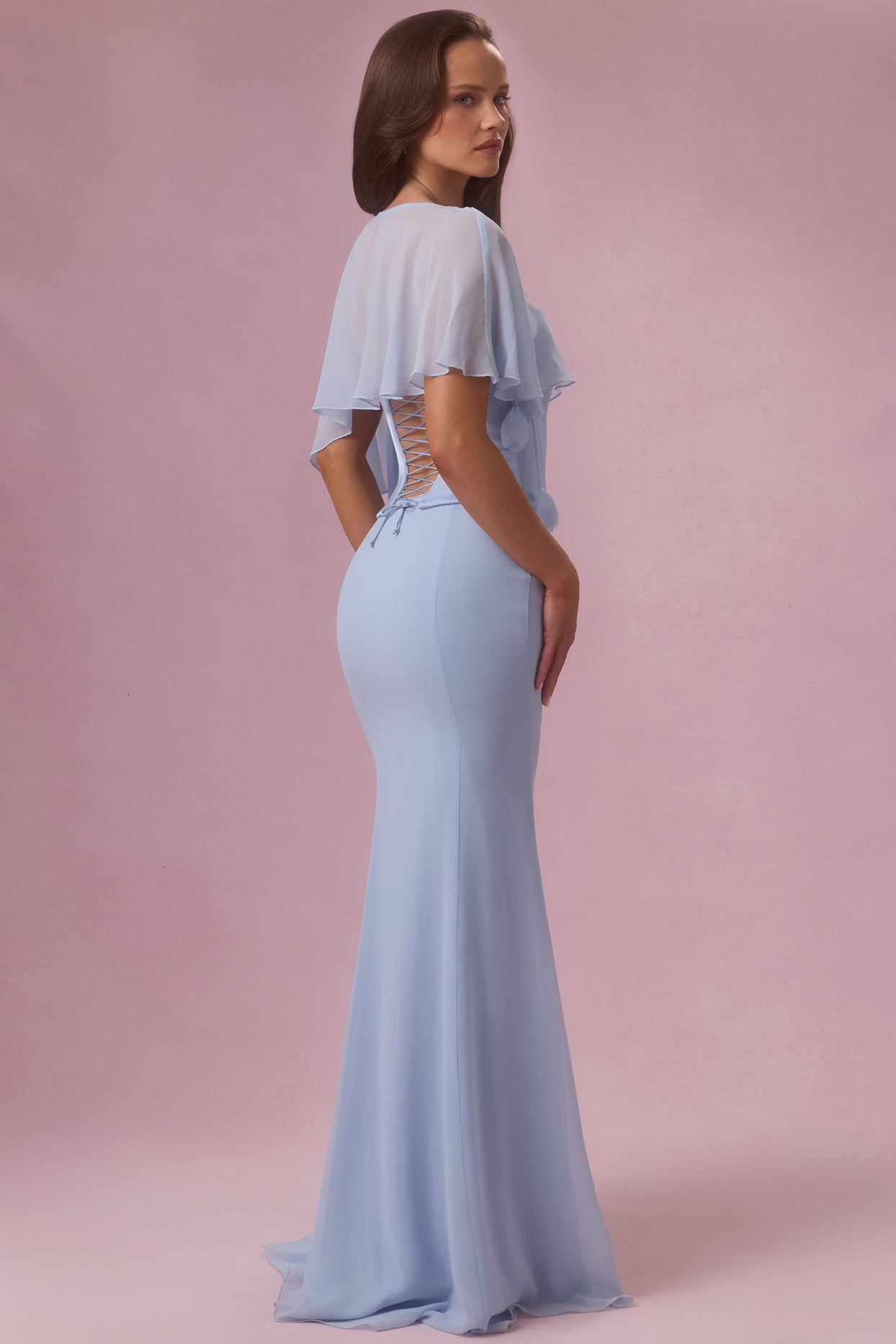 Chiffon Cape in Sky Blue - 3