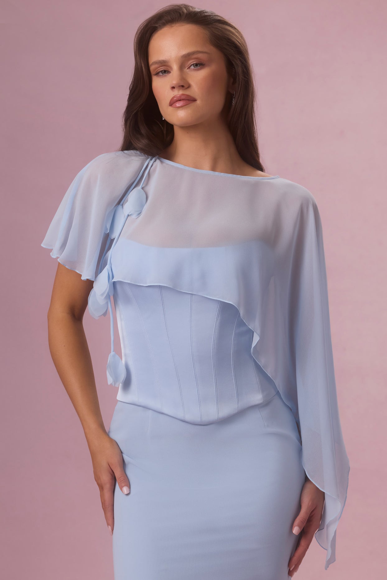 Chiffon Cape in Sky Blue - 4