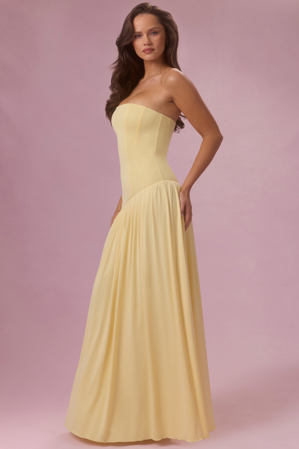 Jersey Strapless Gown in Butter - 3