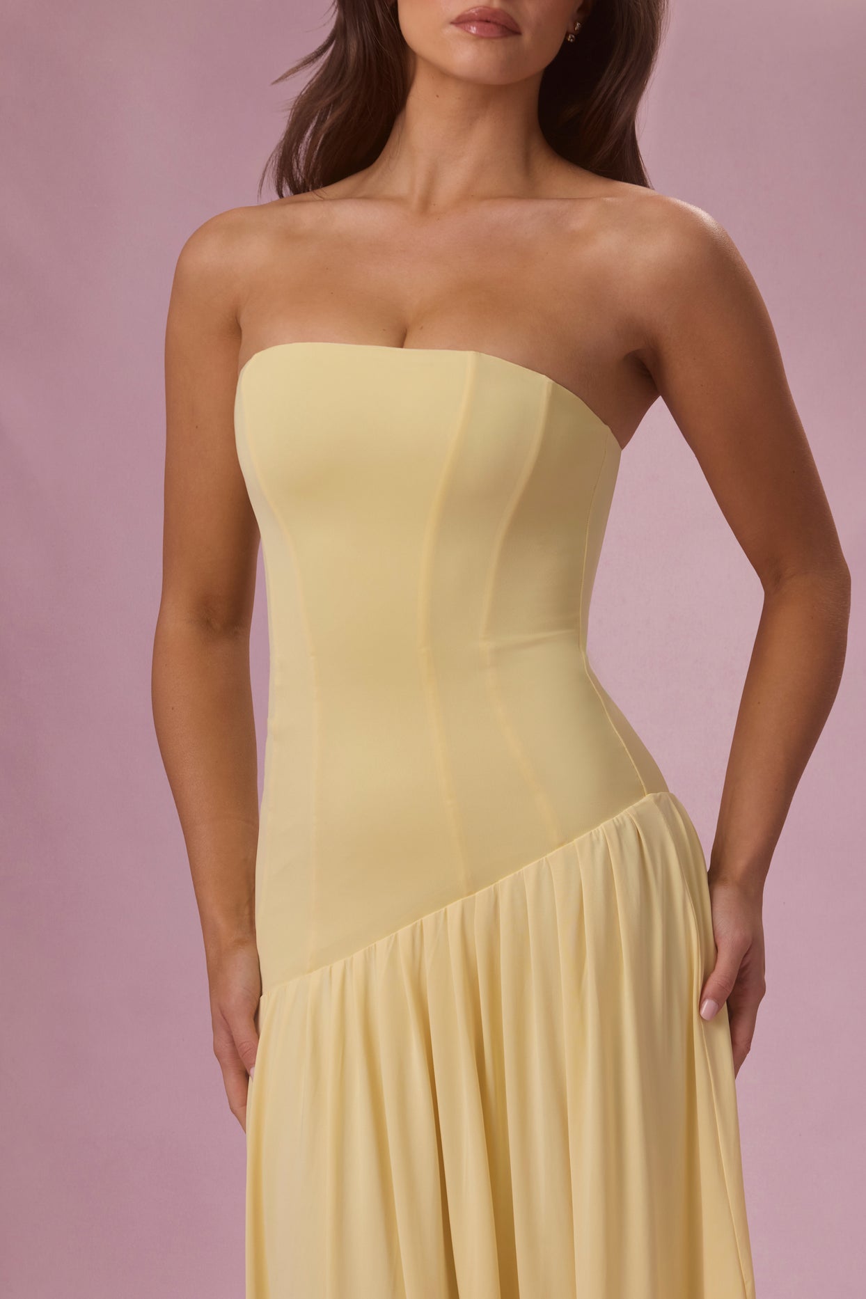 Jersey Strapless Gown in Butter - 4