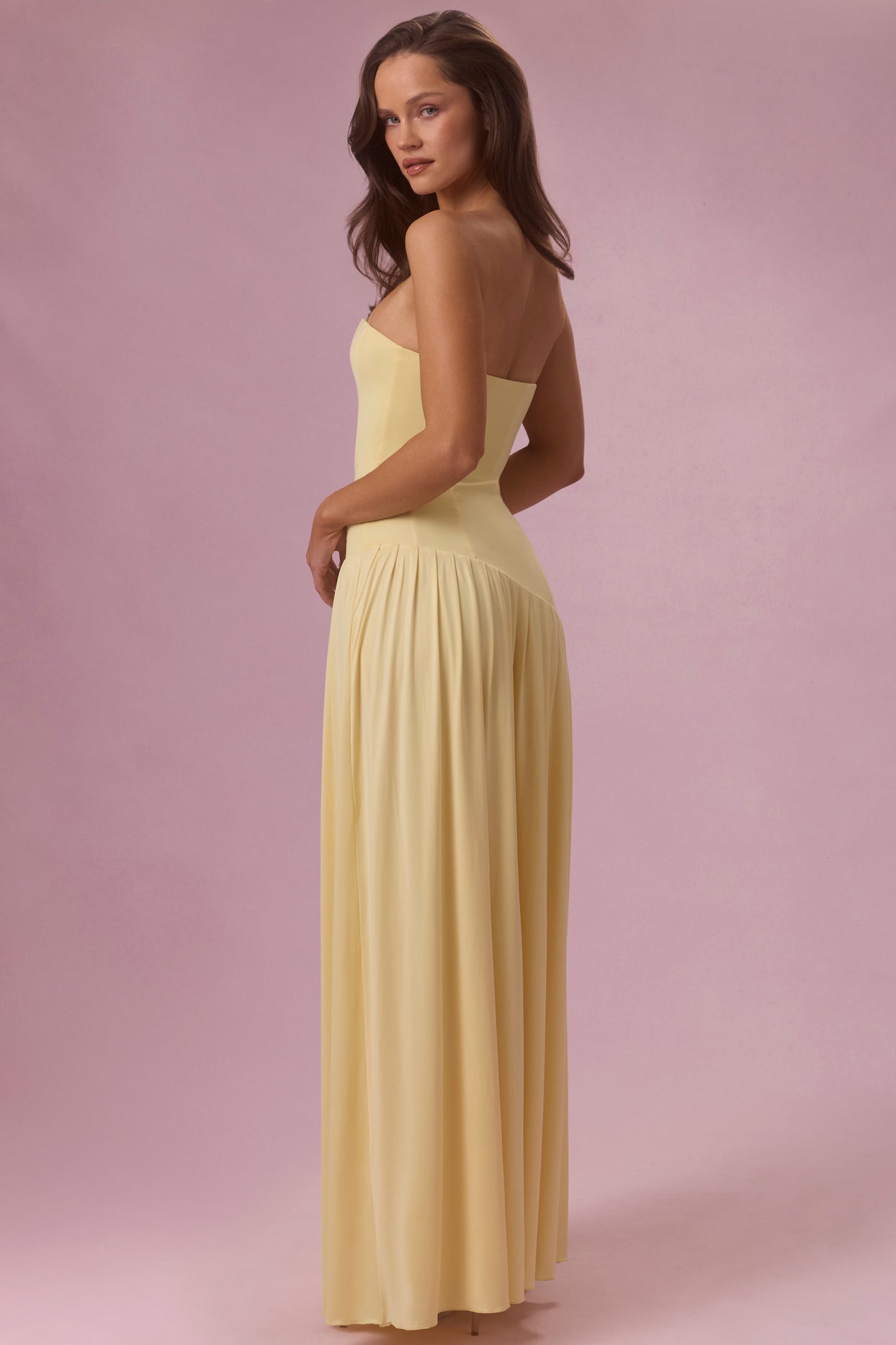 Jersey Strapless Gown in Butter - 2