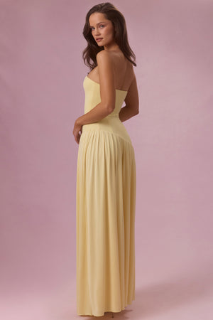 Jersey Strapless Gown in Butter Yellow