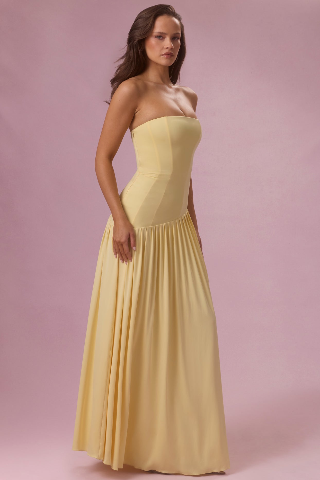 Jersey Strapless Gown in Butter - 7