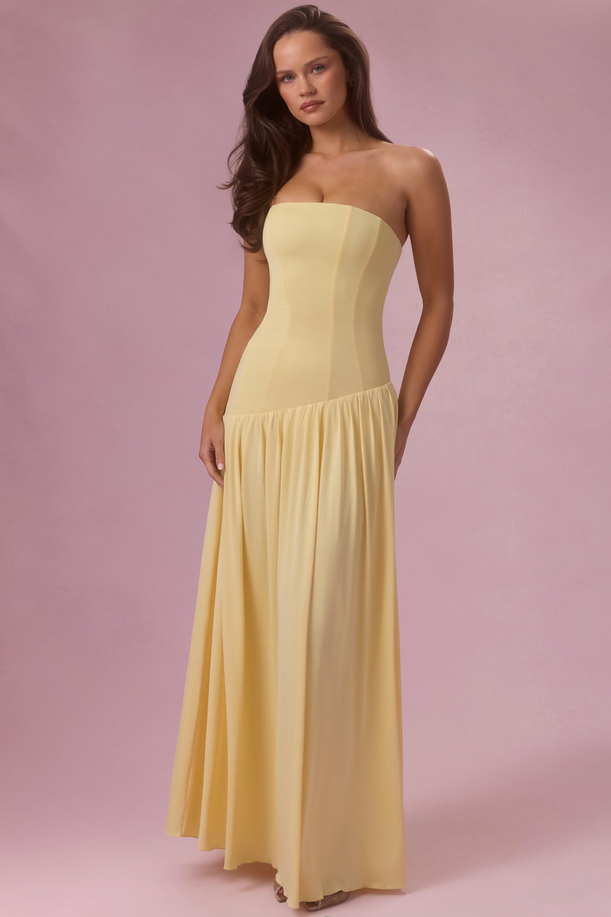Jersey Strapless Gown in Butter - 8