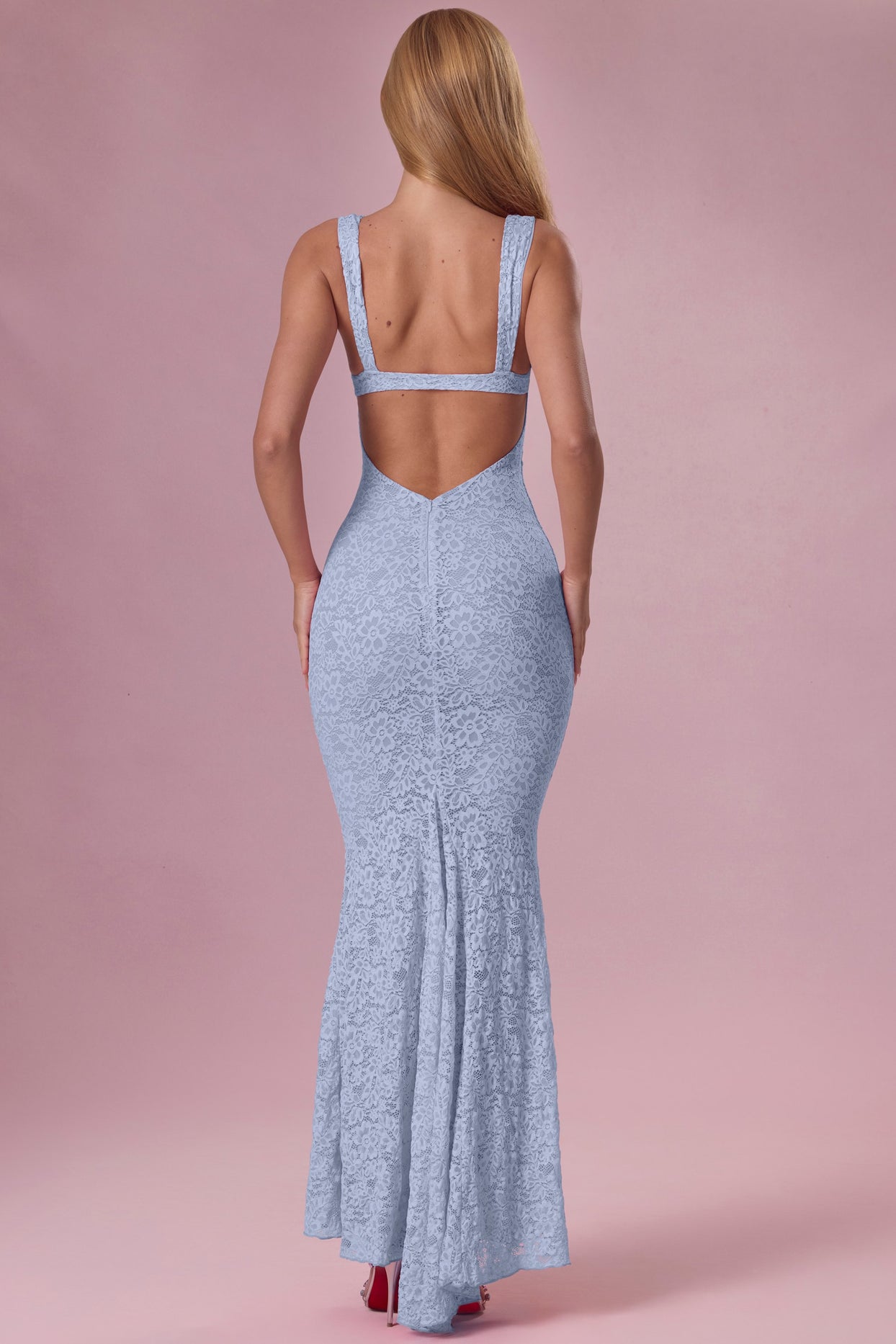 Lace Sweetheart-Neck Gown in Sky Blue - 3