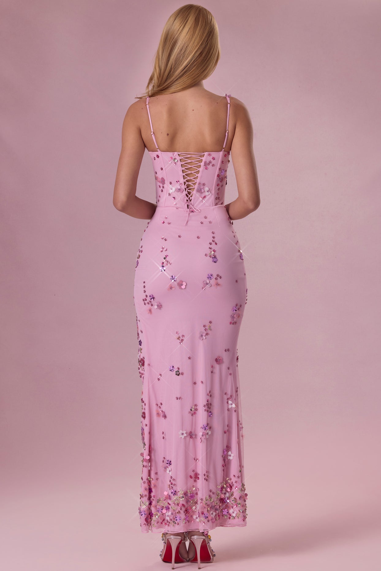 Embellished Corset Maxi Dress in Candyfloss Pink - 2