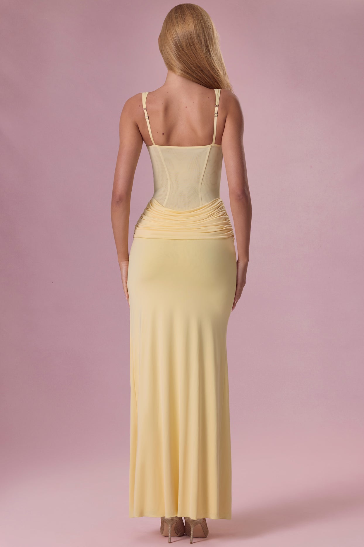Mesh Draped Bridesmaid Dress in Butter - 6