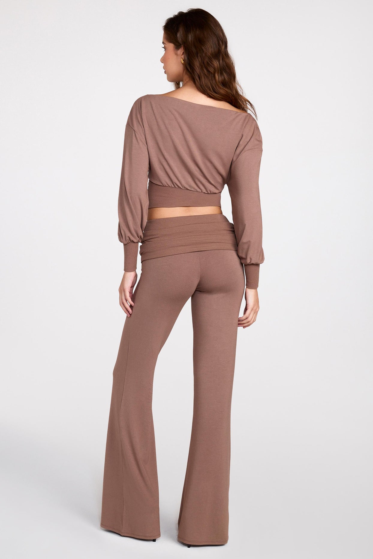 Modal Low-Rise Straight-Leg Trousers in Mocha - 6