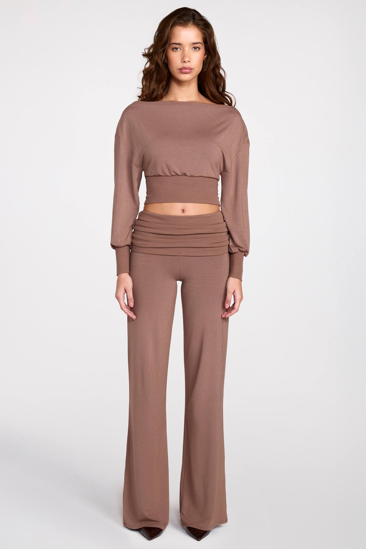 Modal Low-Rise Straight-Leg Trousers in Mocha - 5