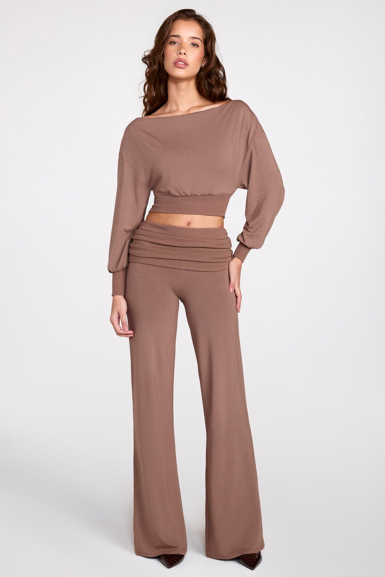 Modal Low-Rise Straight-Leg Trousers in Mocha - 8