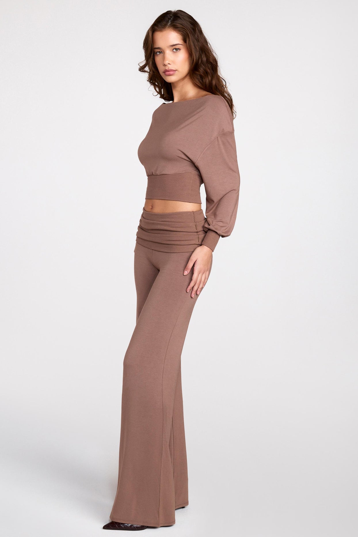 Modal Low-Rise Straight-Leg Trousers in Mocha - 7