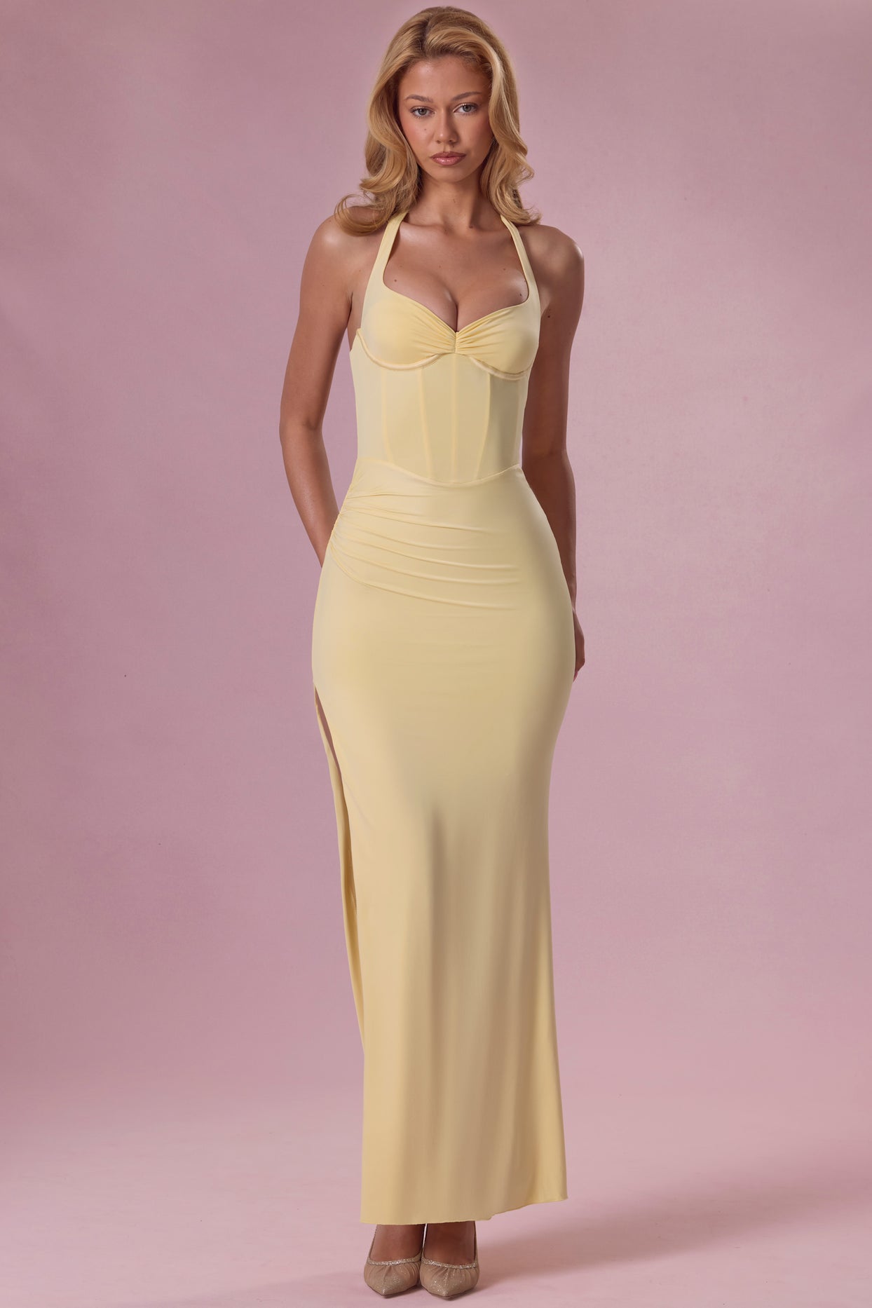 Jersey Corset Bridesmaid Dress in Butter Yellow - 7