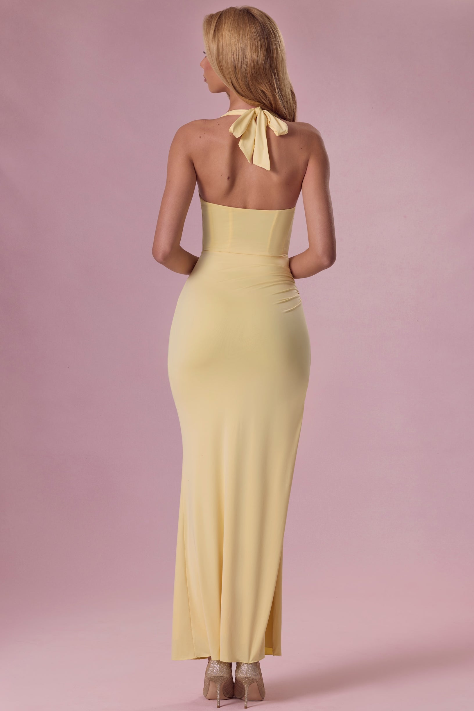 Jersey Corset Bridesmaid Dress in Butter Yellow - 2
