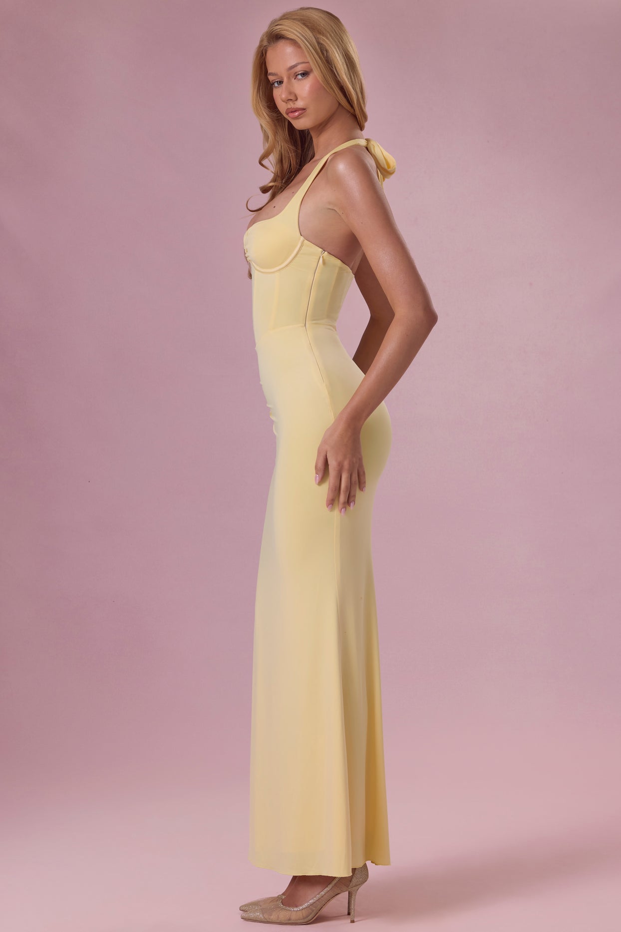 Jersey Corset Bridesmaid Dress in Butter Yellow - 6