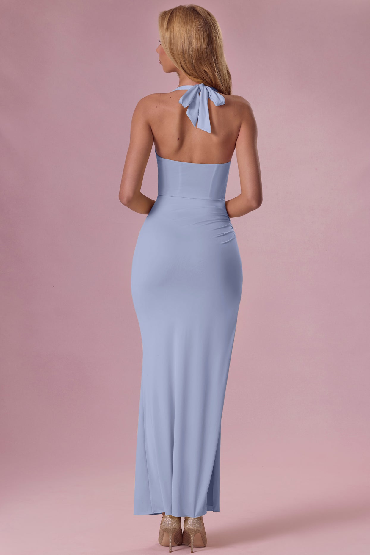 Jersey Corset Bridesmaid Dress in Powder Blue - 2