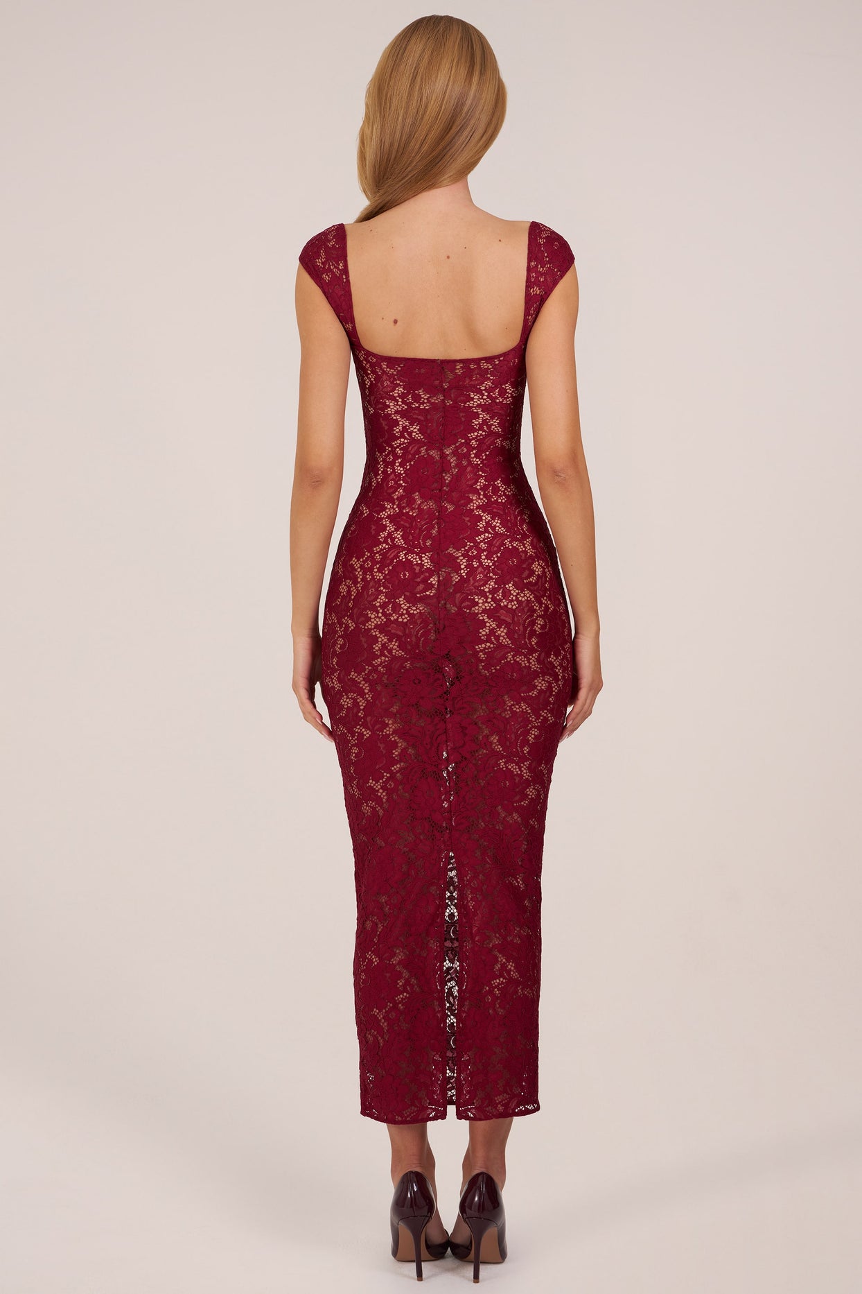 Sweetheart-Neck Maxi Dress in Wine - 6