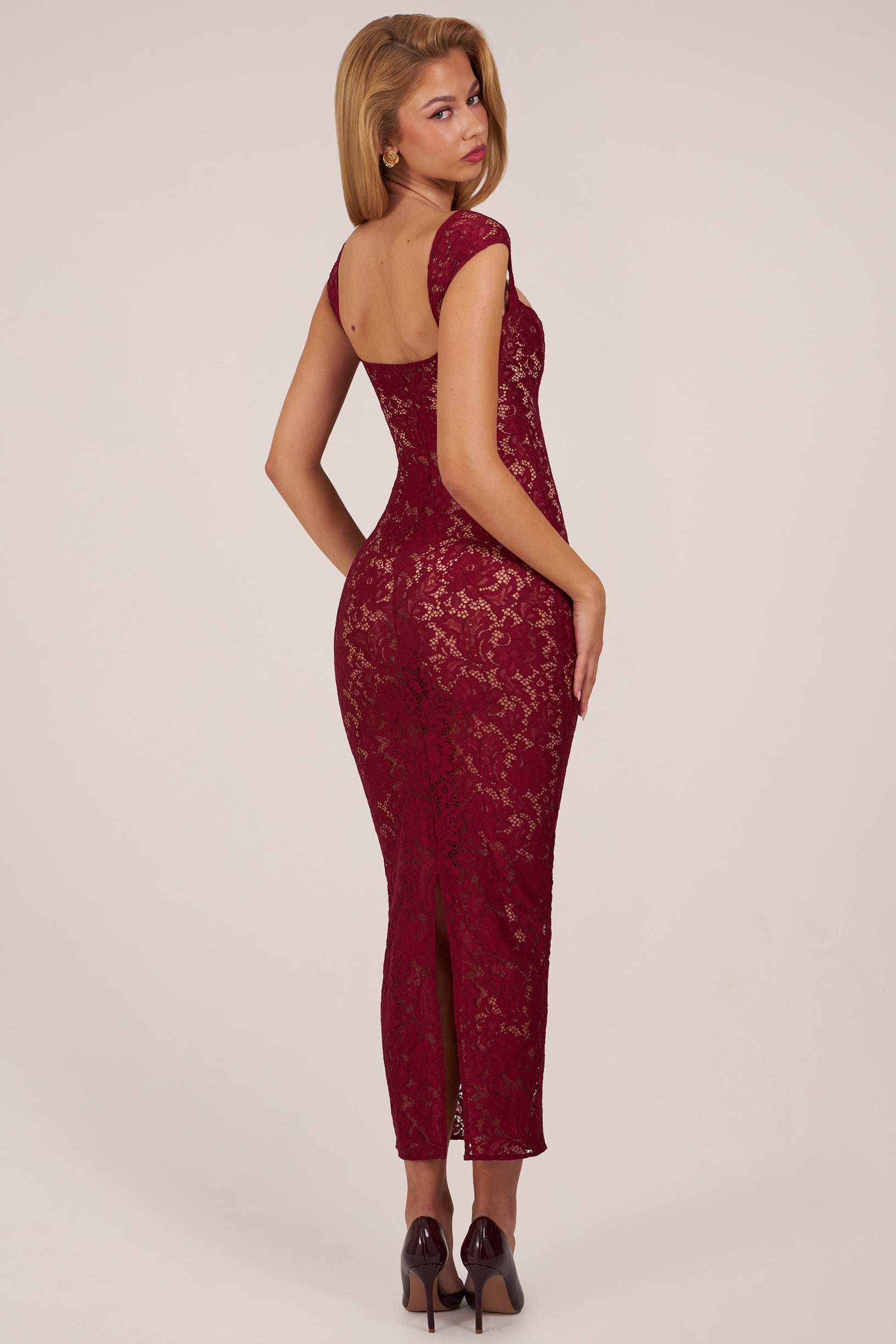 Sweetheart-Neck Maxi Dress in Wine - 2
