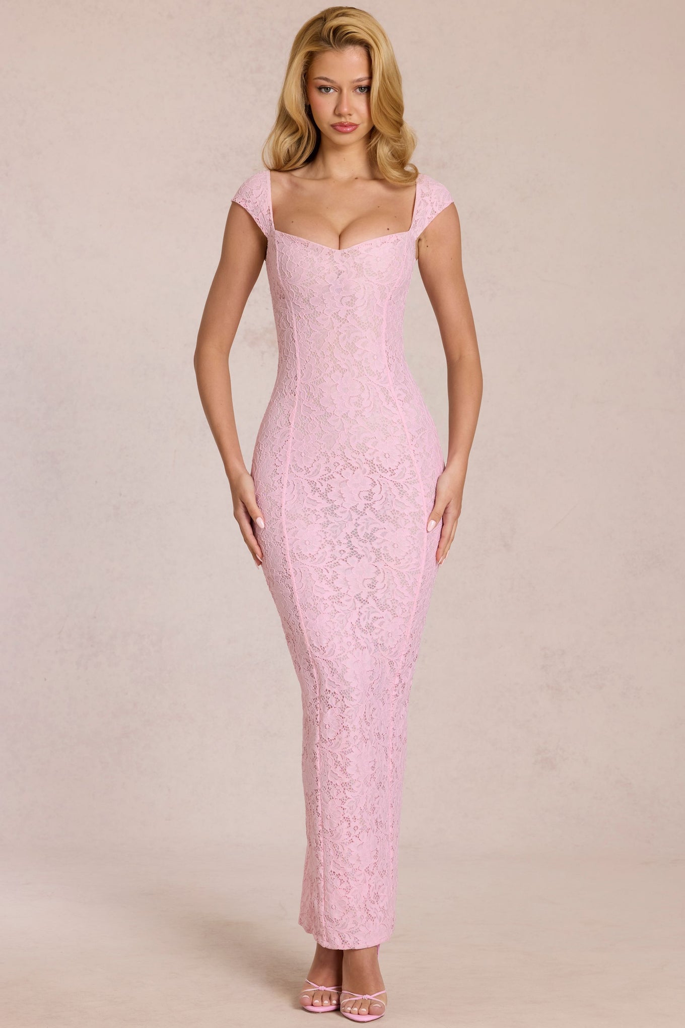 Sweetheart-Neck Maxi Dress in Blossom Pink - 1