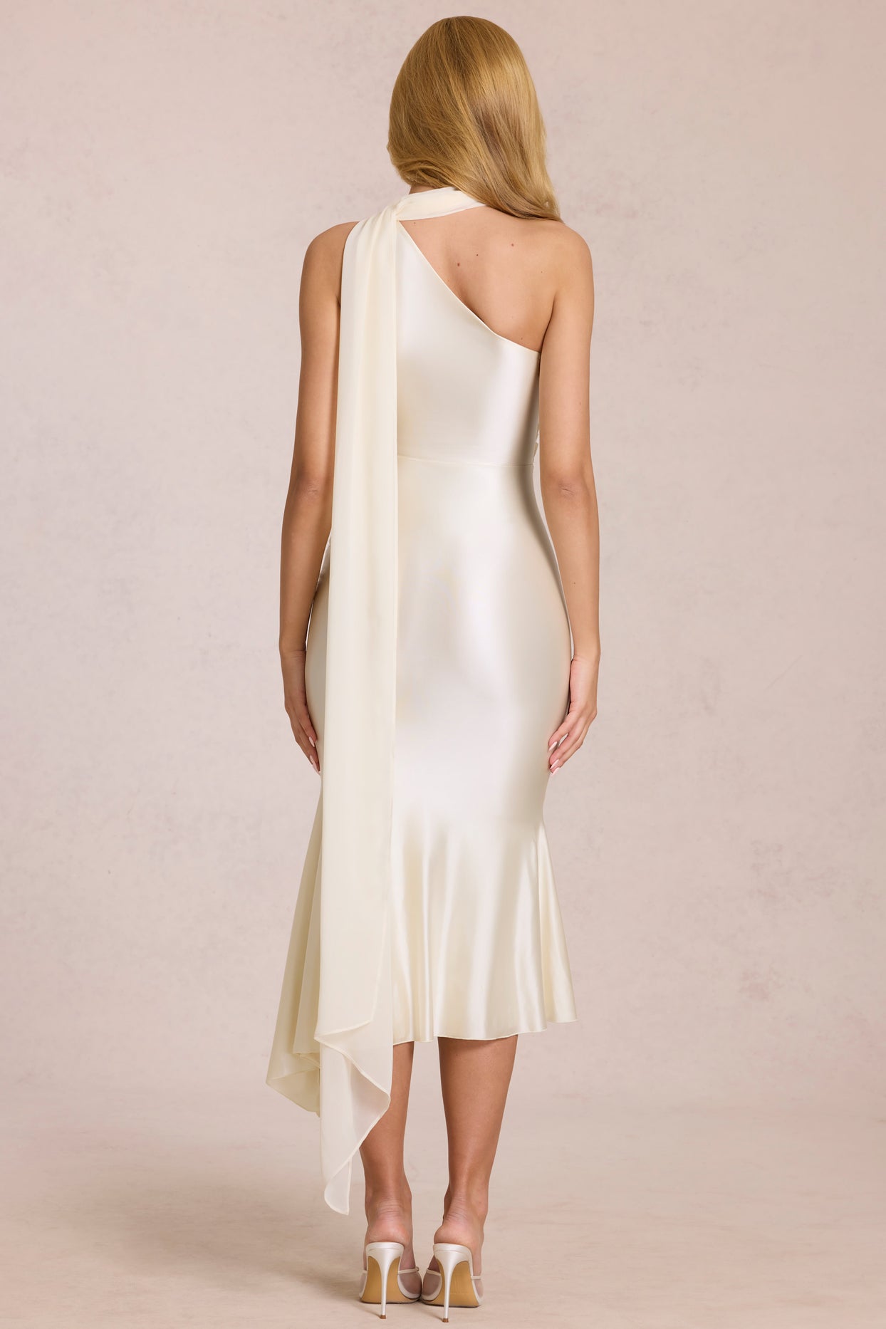 Scarf-Detail Midaxi Dress in Pearl - 6