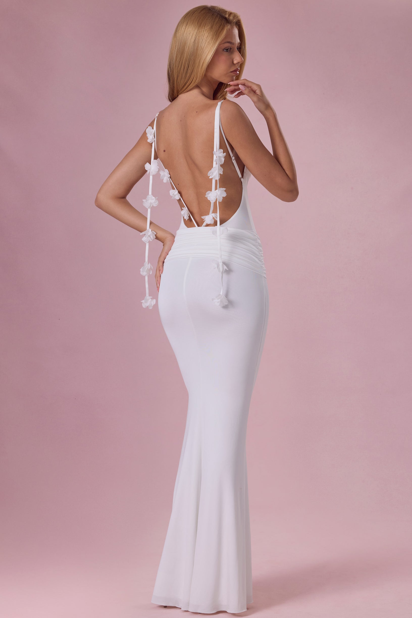 Jersey Draped Gown in Coconut - 1