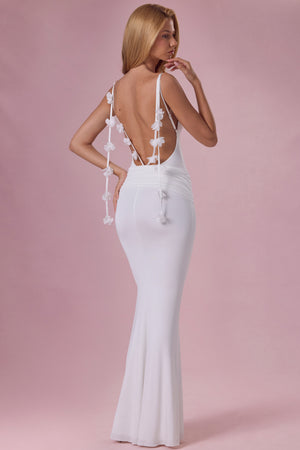 Premium Jersey Draped Gown in White