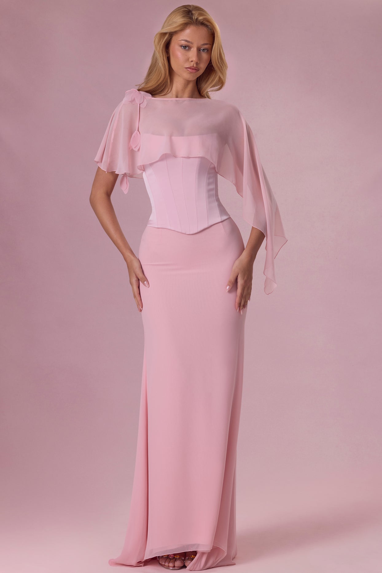 Satin Corset Bridesmaid Dress in Blush - 5