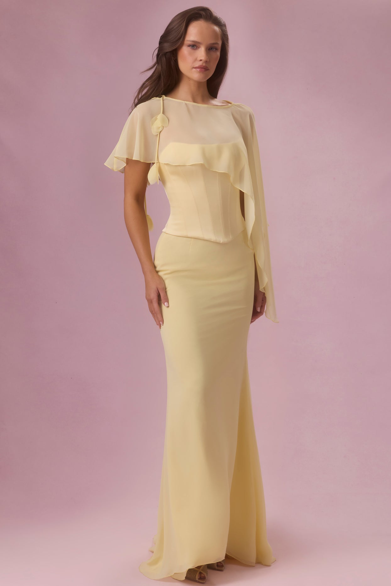 Satin Corset Bridesmaid Dress in Butter Yellow - 8