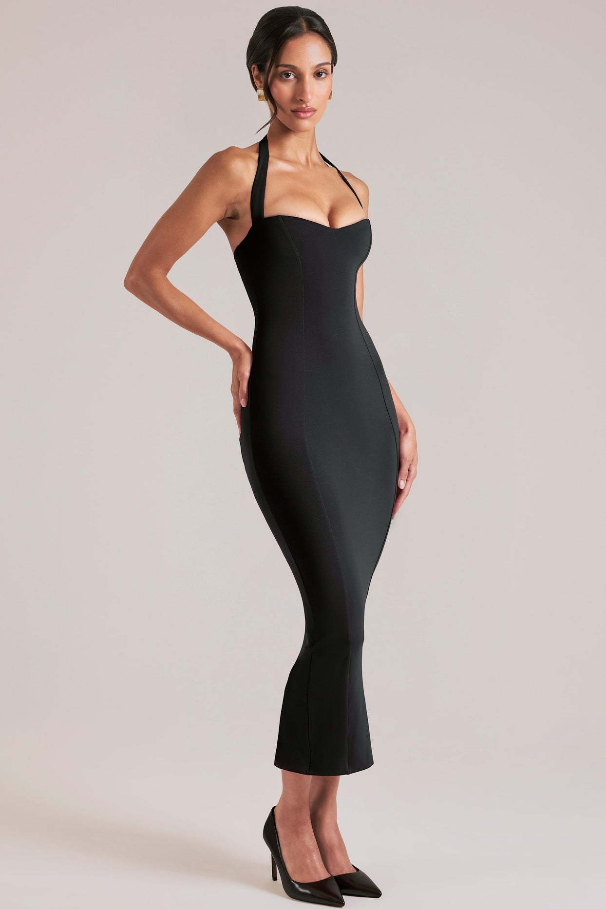 Halterneck Midaxi Dress in Black - 7