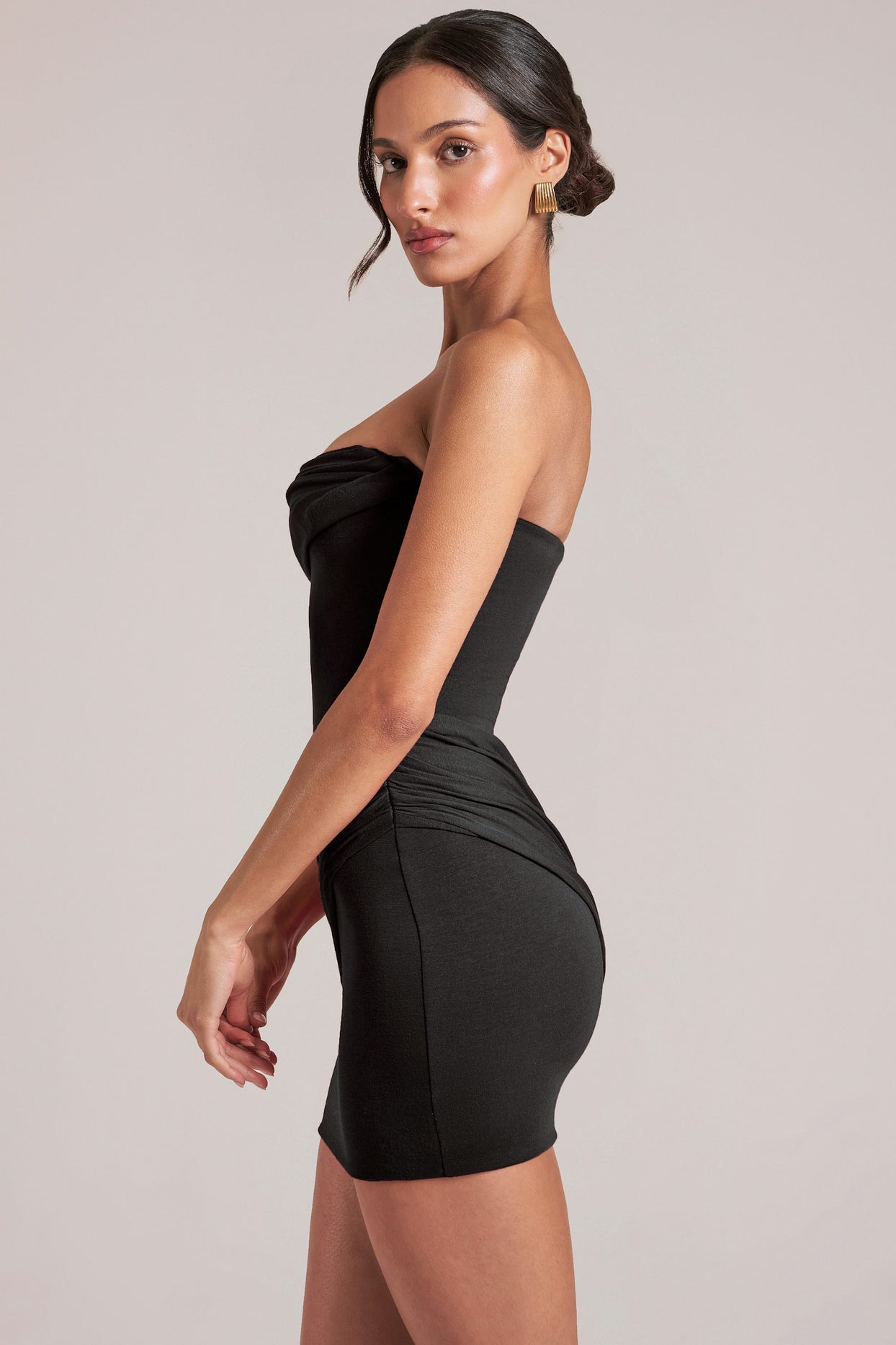 Bandeau Bodycon Mini Dress in Black - 3