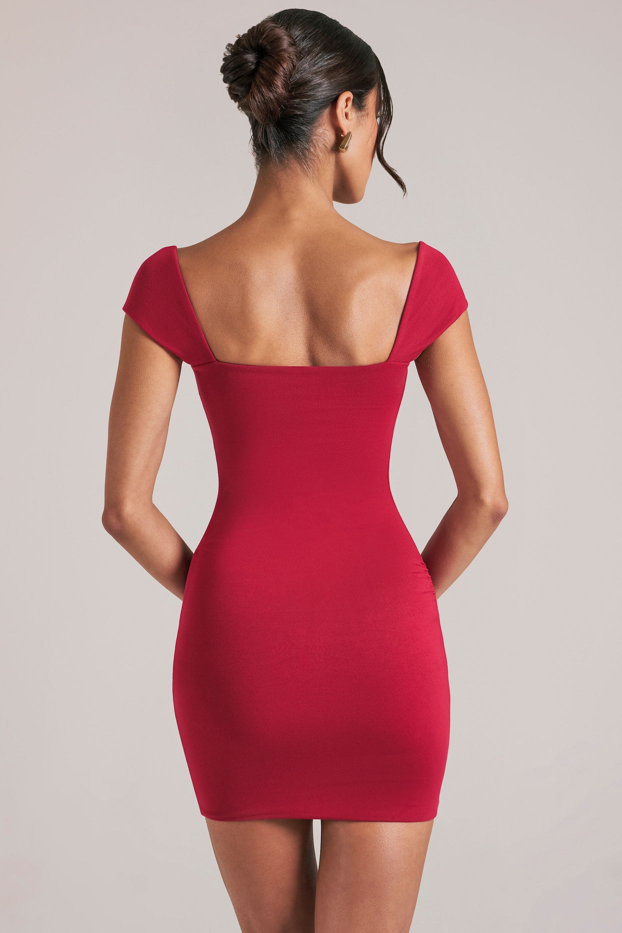 Sweetheart Neckline Mini Dress in Cherry Red - 5