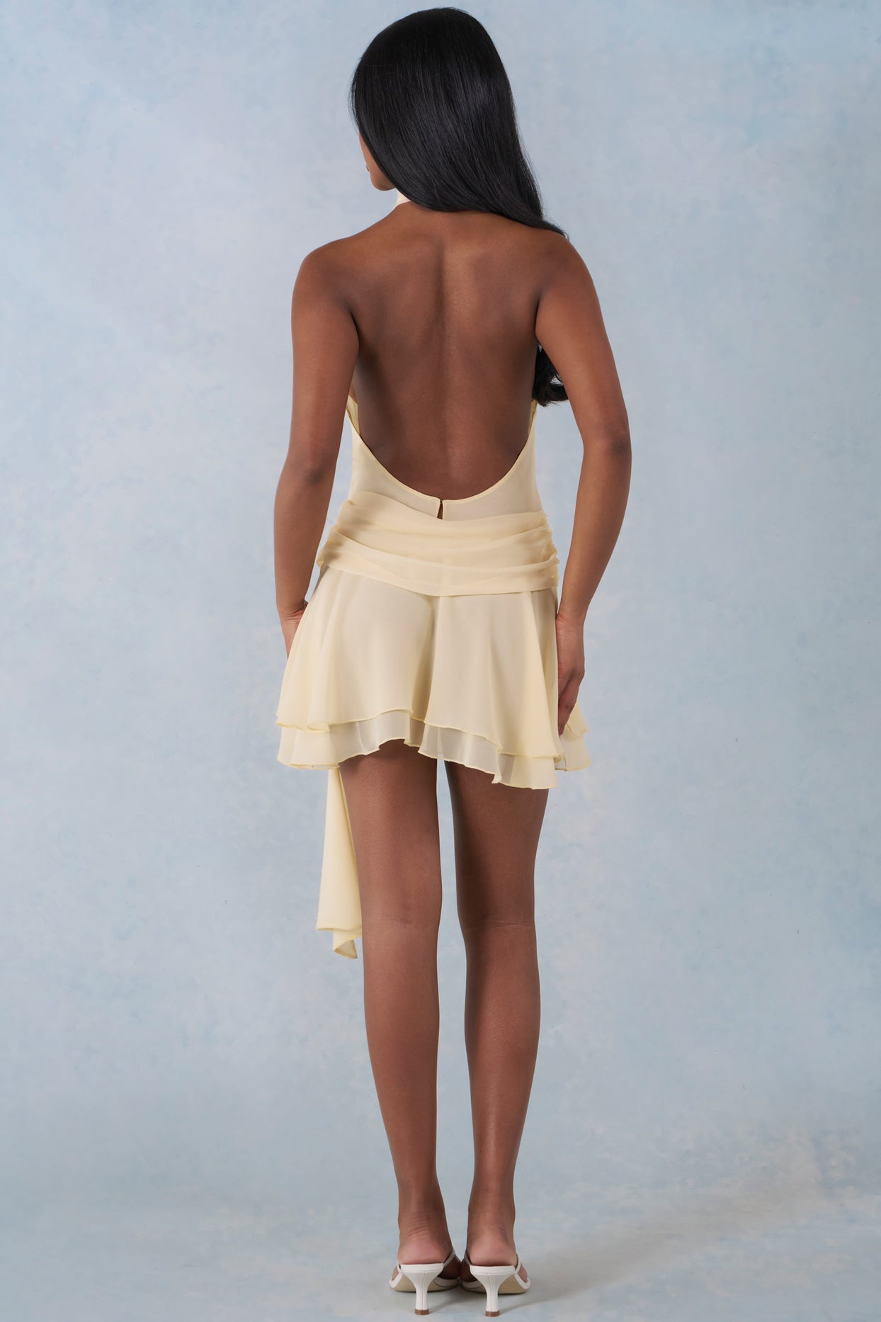 Halterneck Mini Dress in Butter Yellow - 6