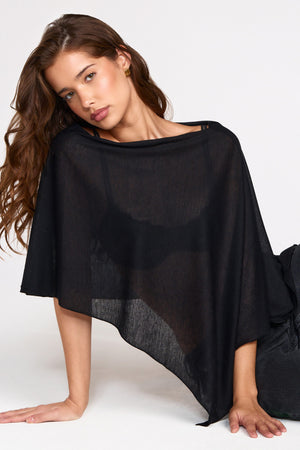 Knit Poncho in Black