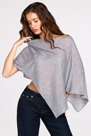 Knit Poncho in Grey