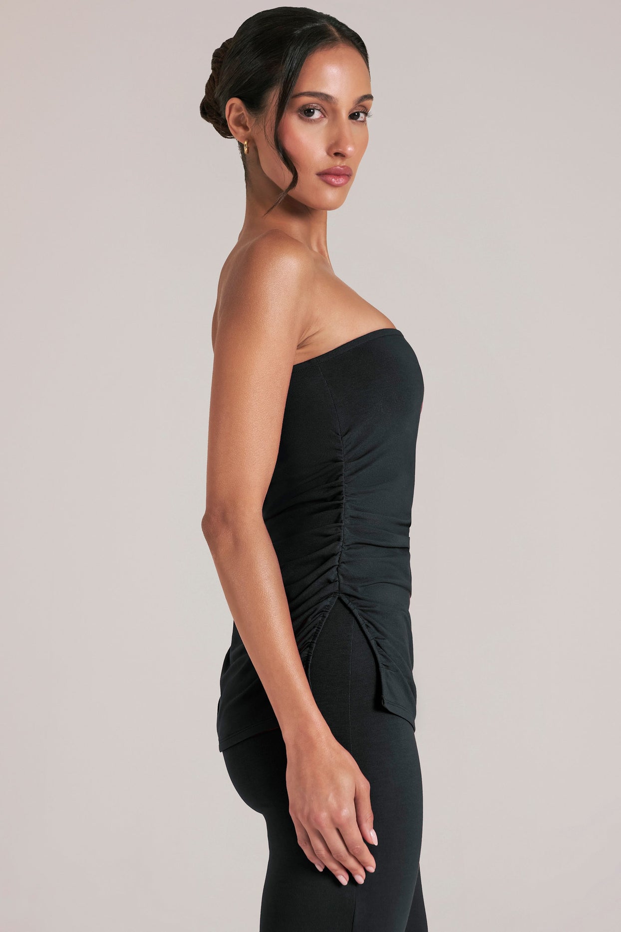 Bandeau Longline Top in Black - 3