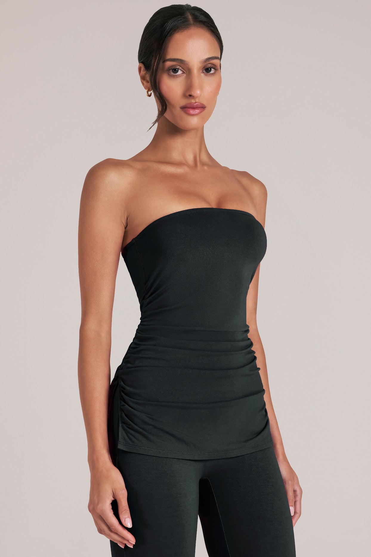 Bandeau Longline Top in Black - 6