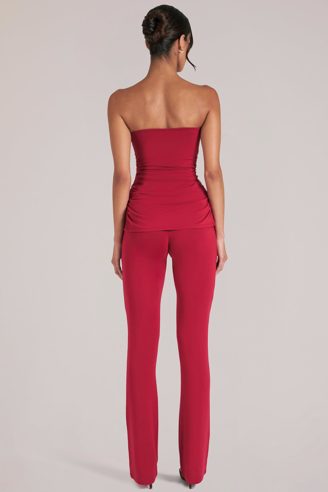 Mid-Rise Fitted Trousers  in Cherry Red - 6