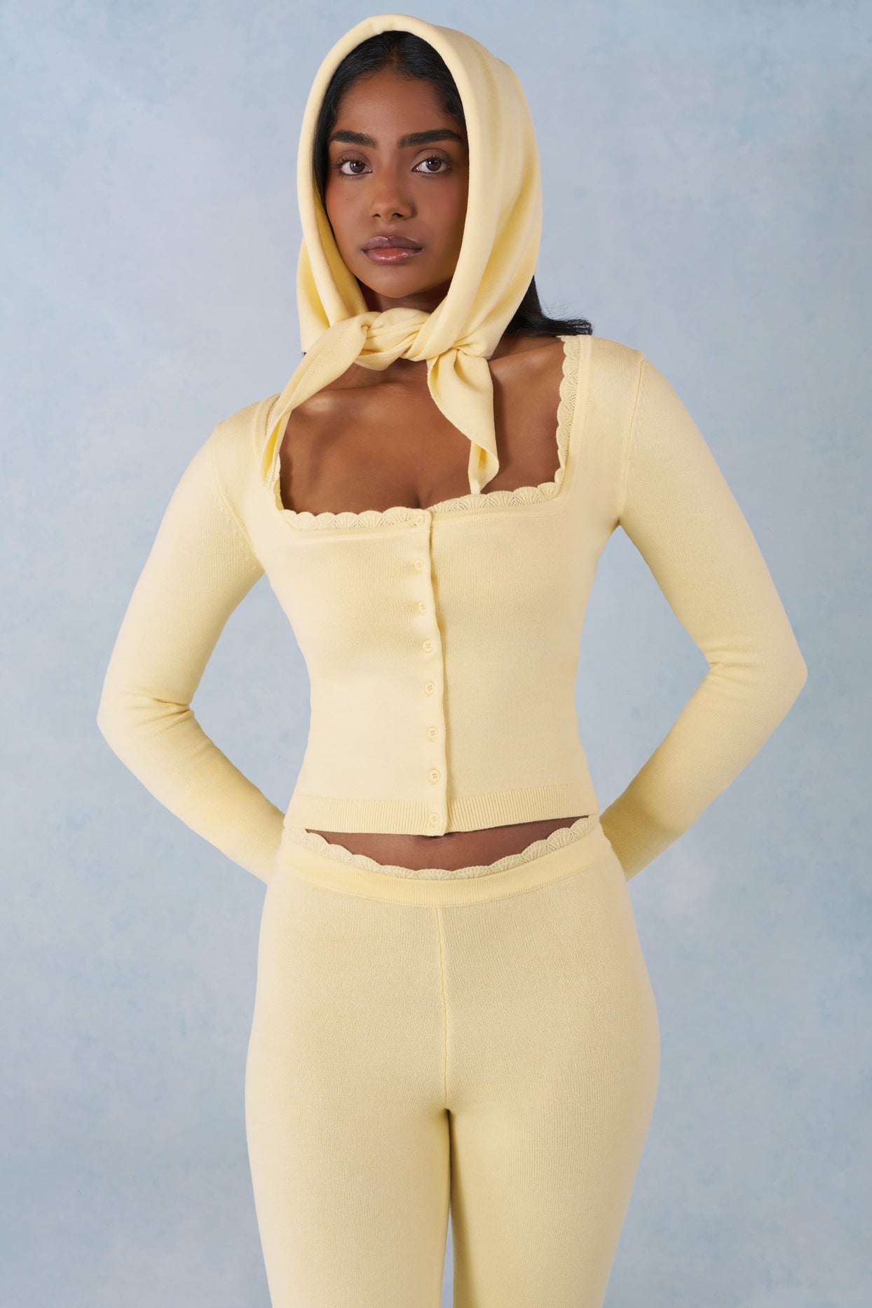 Knit Long-Sleeve Cardigan in Butter Yellow - 5