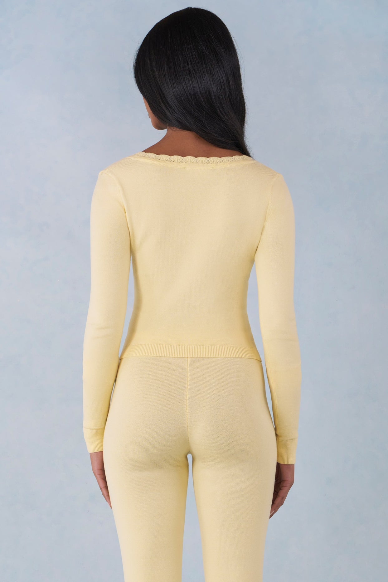 Knit Long-Sleeve Cardigan in Butter Yellow - 3