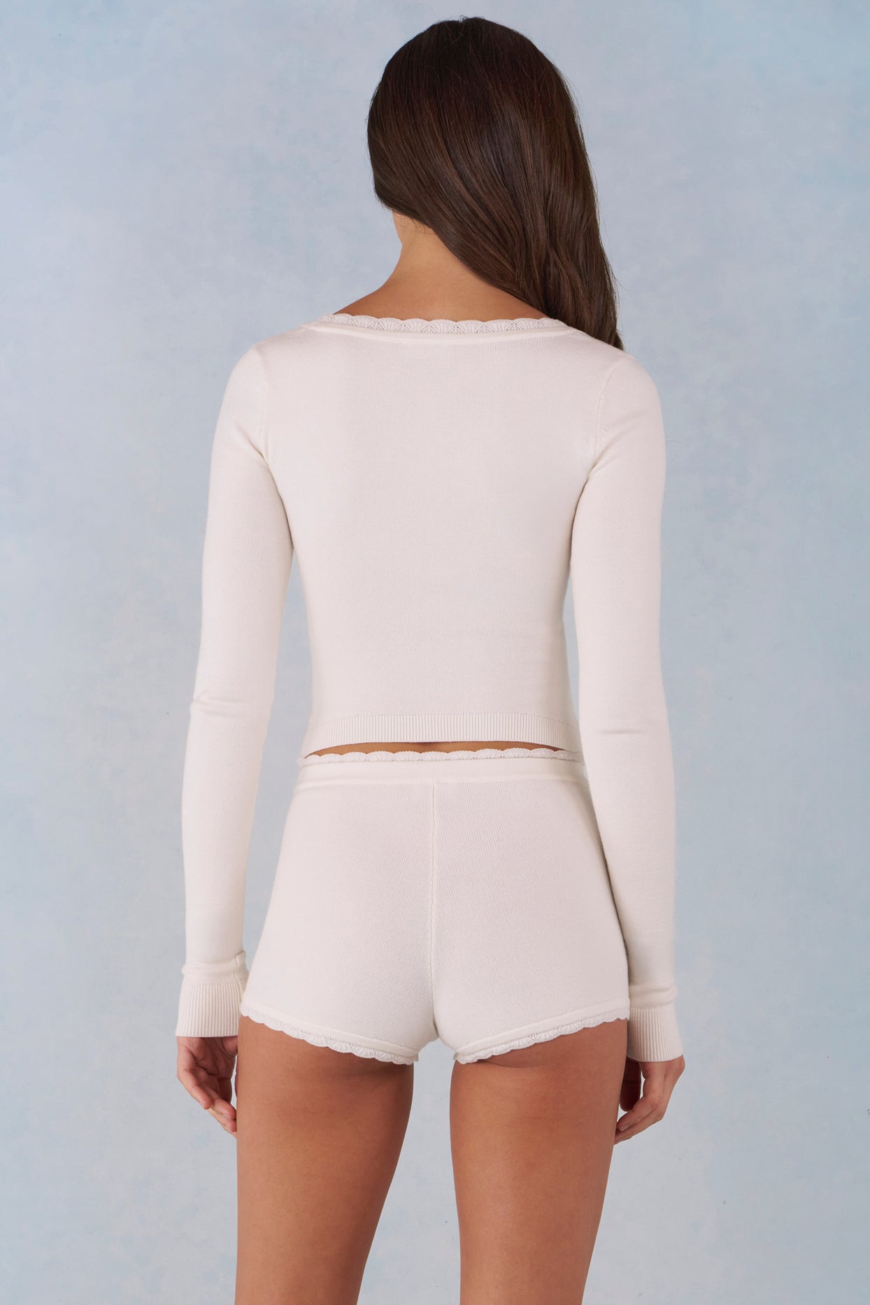 Knit Long-Sleeve Cardigan in Ivory - 3