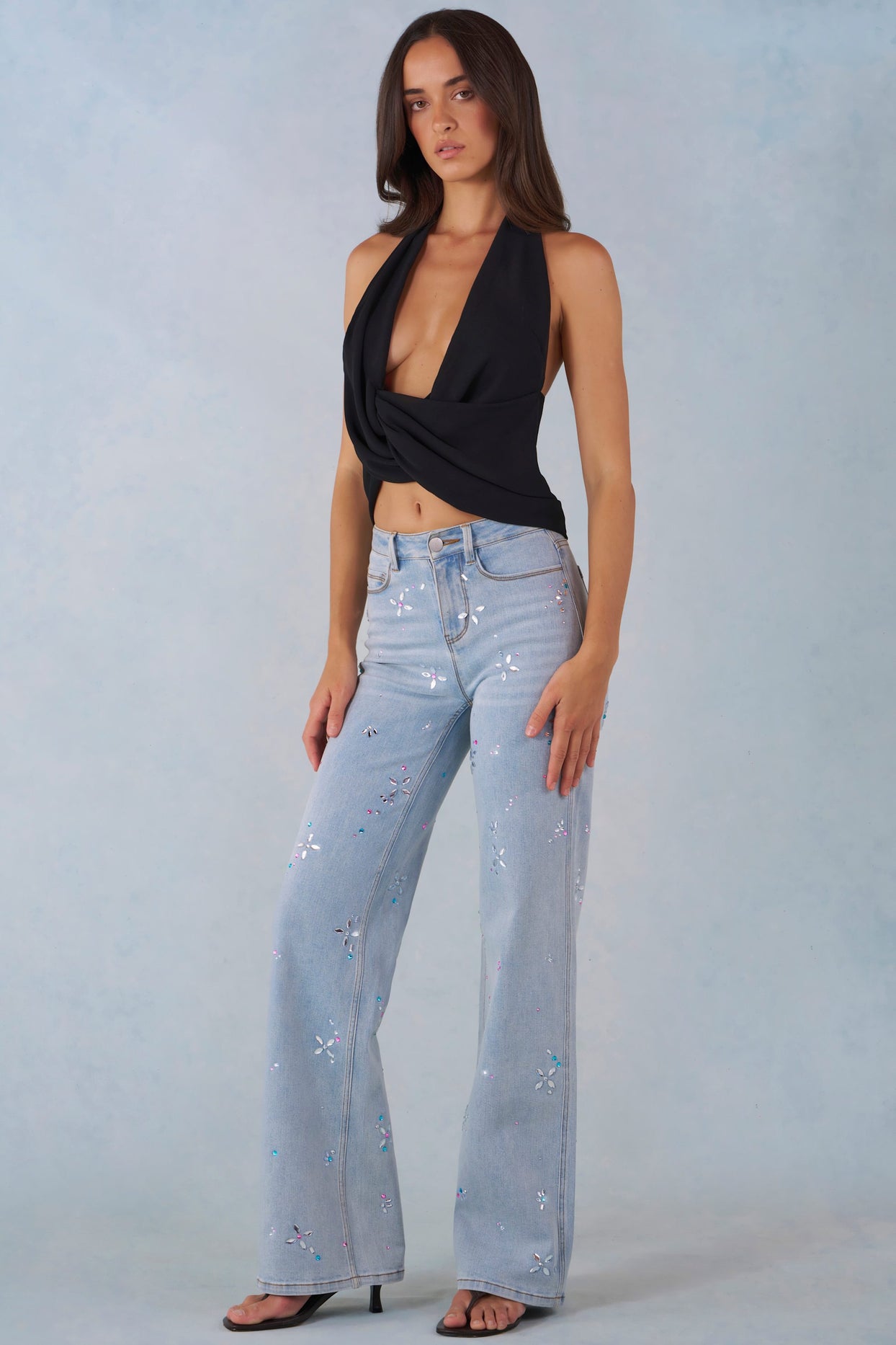 Mid-Rise Straight-Leg Jeans in Light Denim - 1
