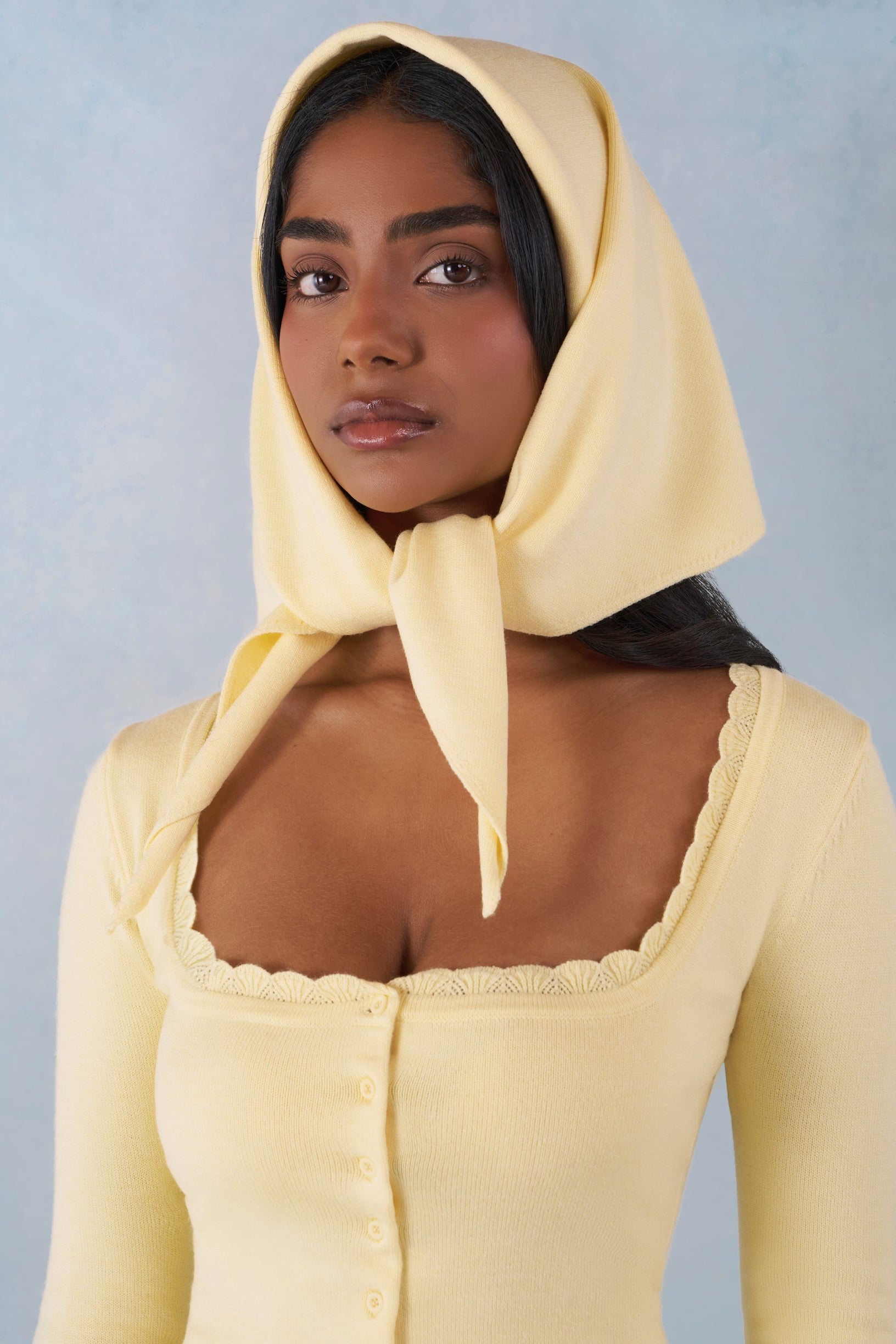 Knit Headscarf in Butter Yellow - 1