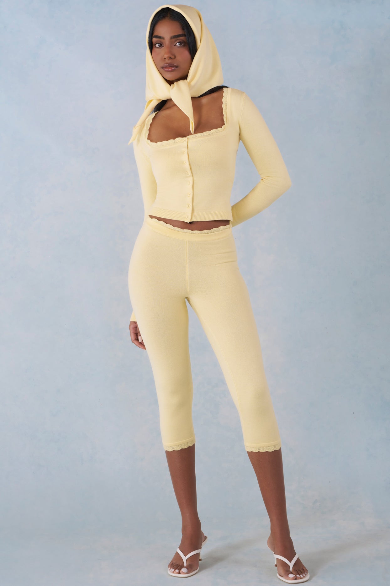 Knit Headscarf in Butter Yellow - 3