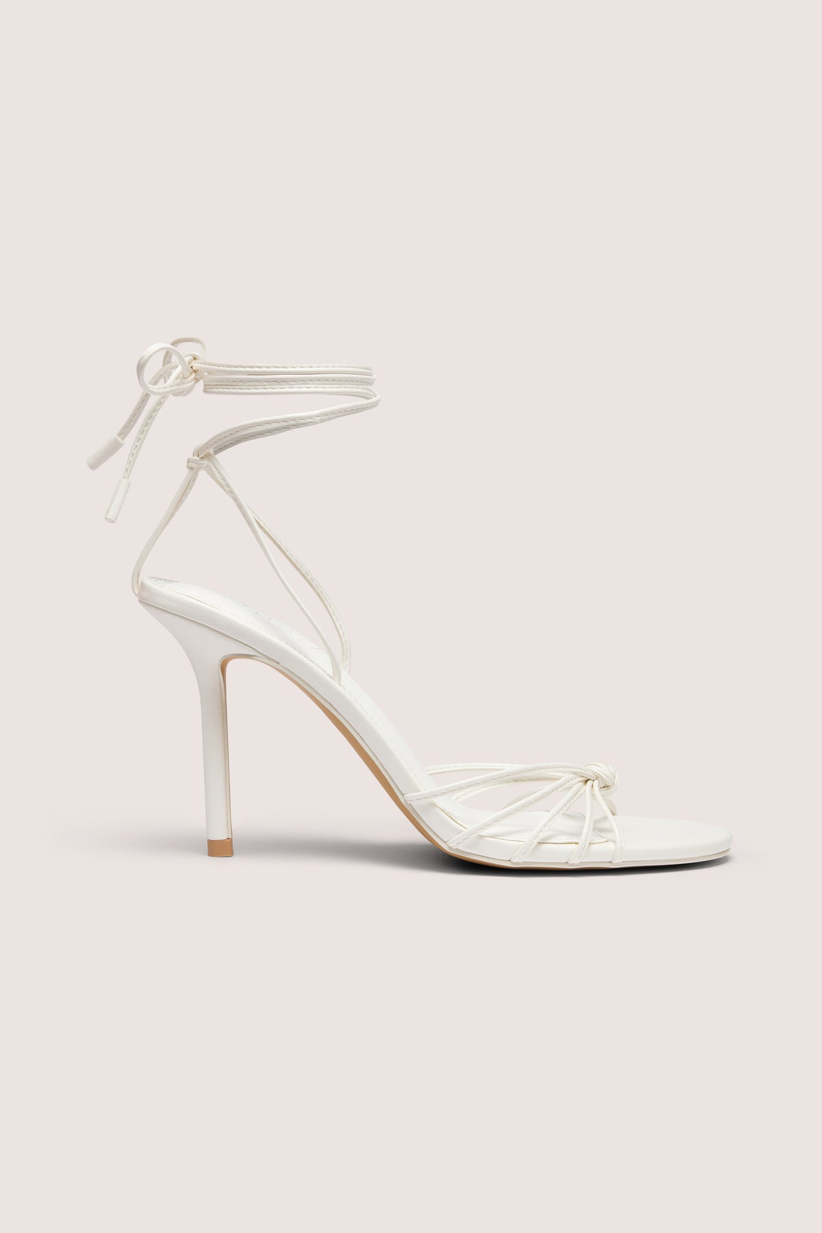 Lace-Up Heeled Sandal in White