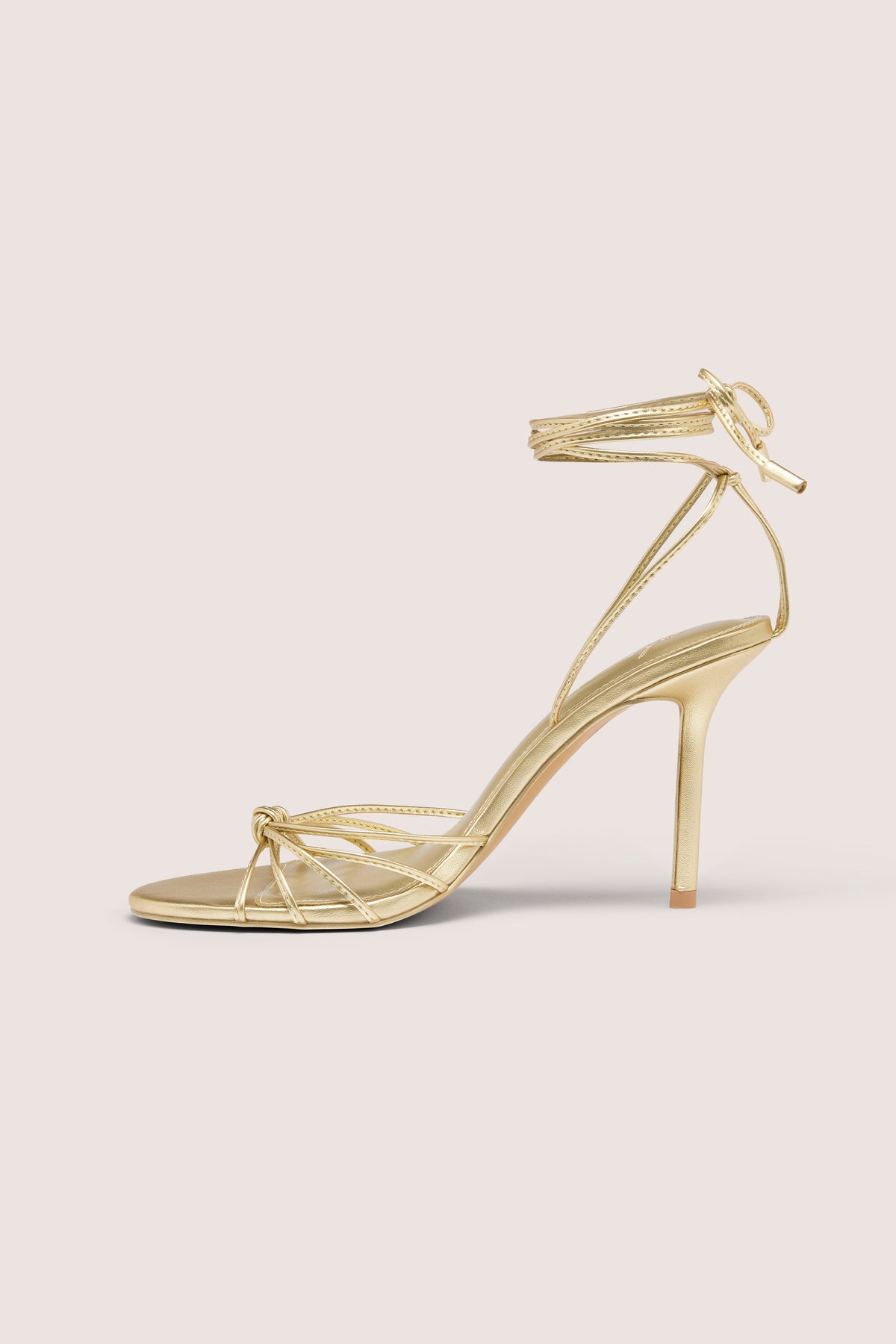 Lace-Up Heeled Sandal in Gold